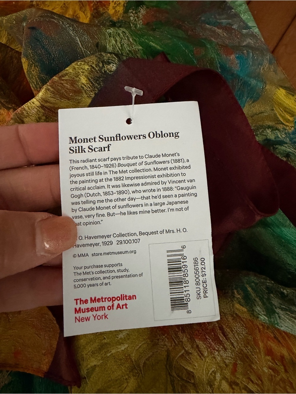 The Metropolitan Museum of Art Sunflower Monet Silk Scarf NWT - Picture 9 of 10